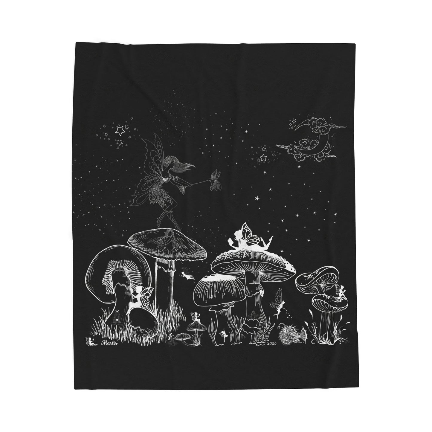Moonlit Fairy Garden Plush Blanket