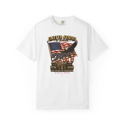 America 250 Freedom Eagle T-Shirt | Comfort Colors® 1717 Patriotic Graphic Tee | USA 1776-2026