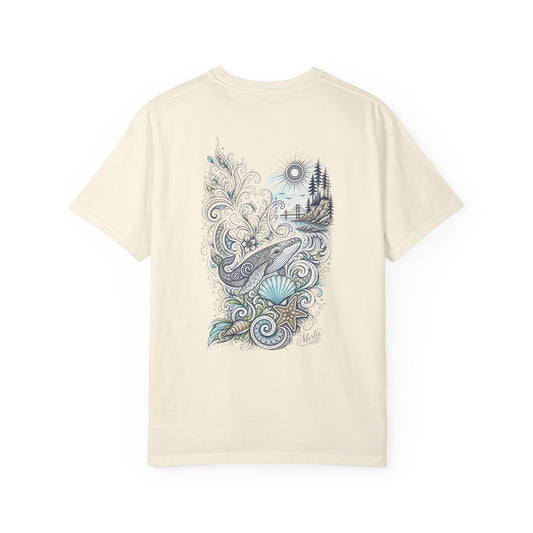 Ocean Whale Surf, Shell & Coastal Nature Back Graphic Tee