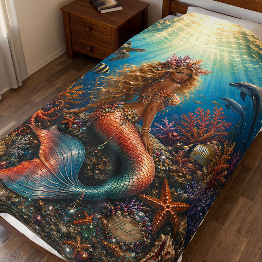 Coral Queen Velveteen Plush Blanket
