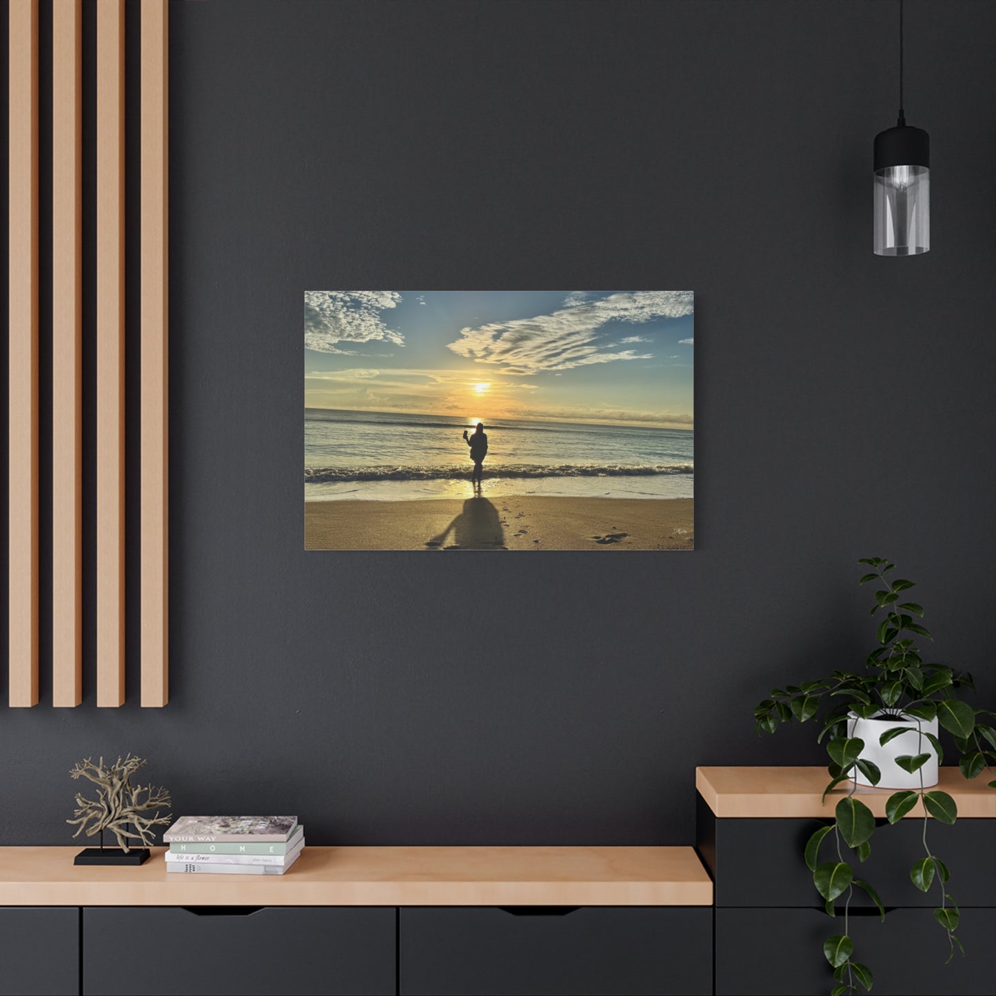Nadine Sunrise Beach Silhouette Matte Canvas Print