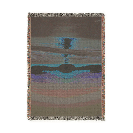 Florida Beach Sunrise Woven Cotton Blanket with Fringe