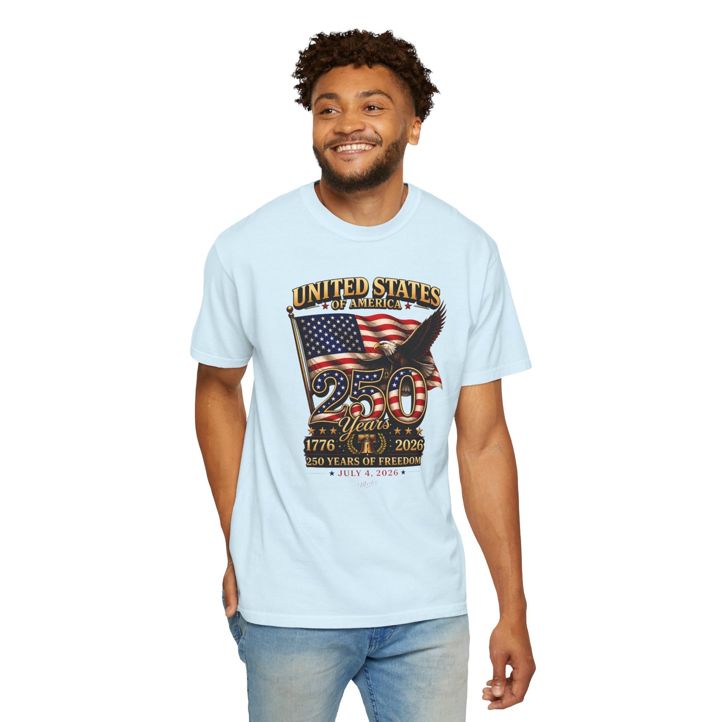 America 250 Freedom Eagle T-Shirt | Comfort Colors® 1717 Patriotic Graphic Tee | USA 1776-2026