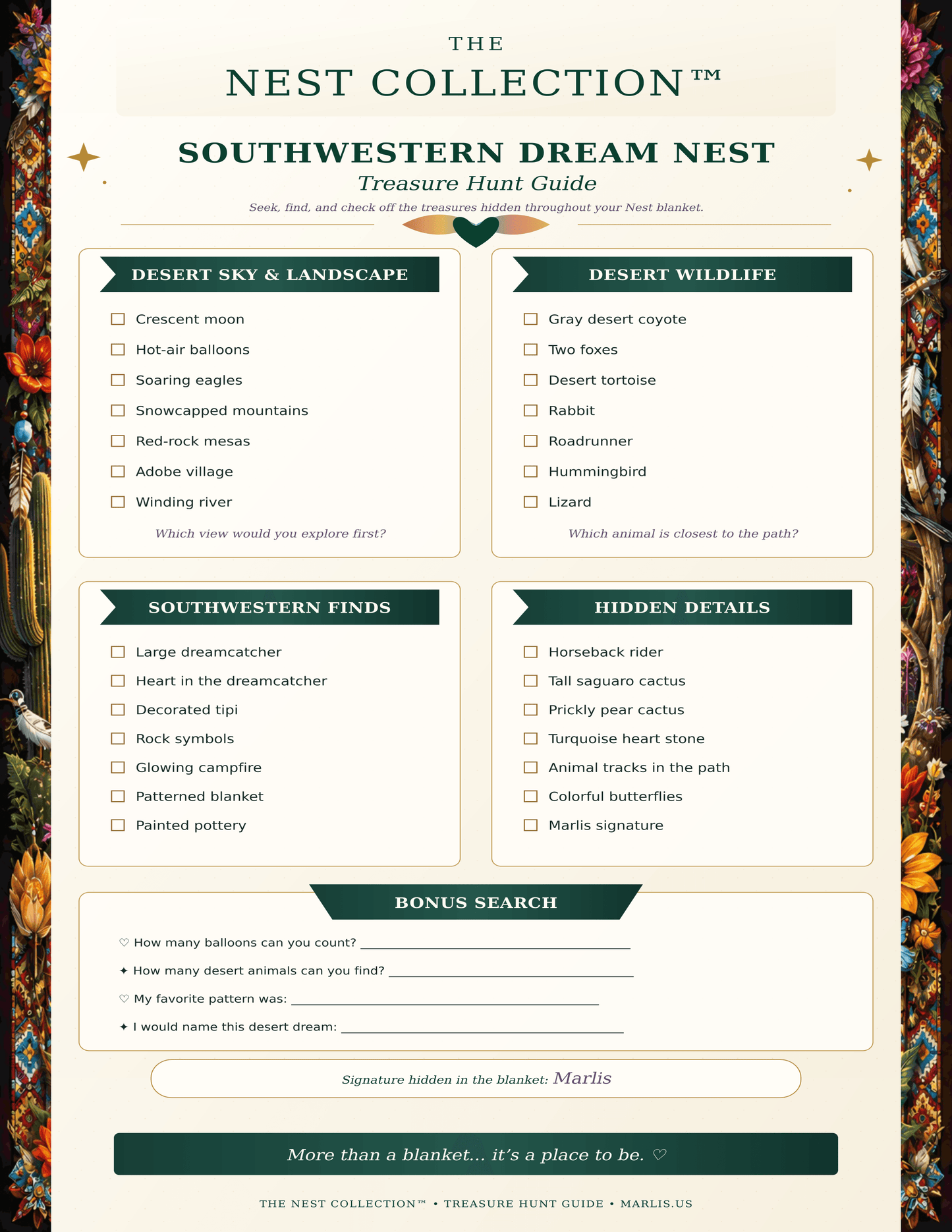 Southwestern Dream Nest — Immersive Seek-and-Find Blanket