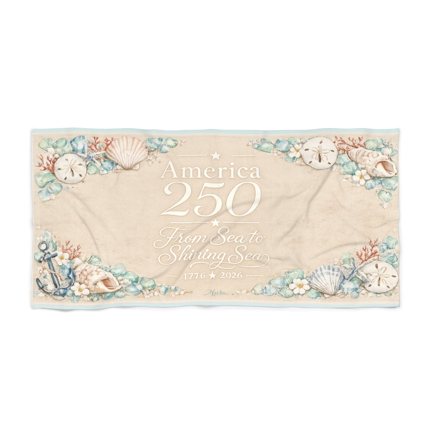 America 250 Nautical Beach Towel – From Sea to Shining Sea 1776–2026