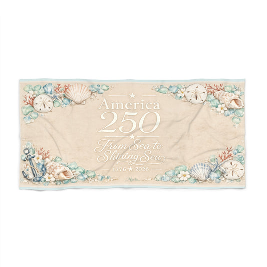 America 250 Nautical Beach Towel – From Sea to Shining Sea 1776–2026