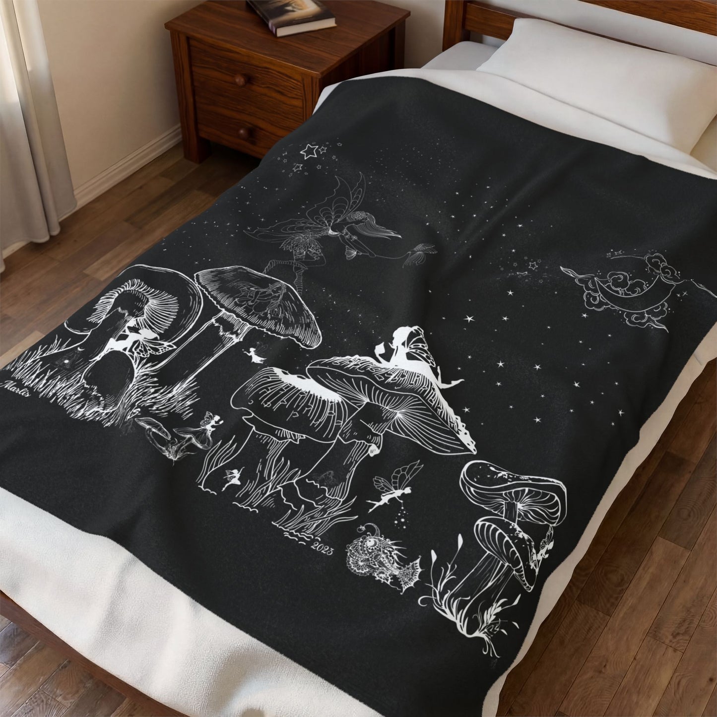 Moonlit Fairy Garden Plush Blanket