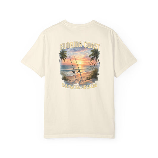 Florida Coast Saltwater Anglers T-Shirt — Vintage Sunset Beach Fishing Tee