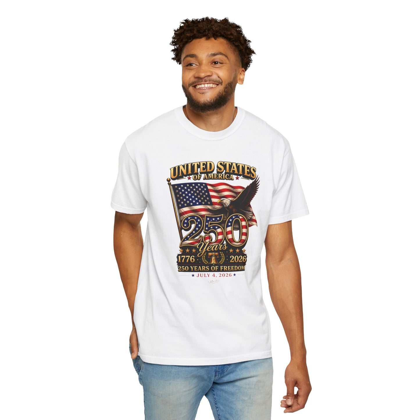 America 250 Freedom Eagle T-Shirt | Comfort Colors® 1717 Patriotic Graphic Tee | USA 1776-2026