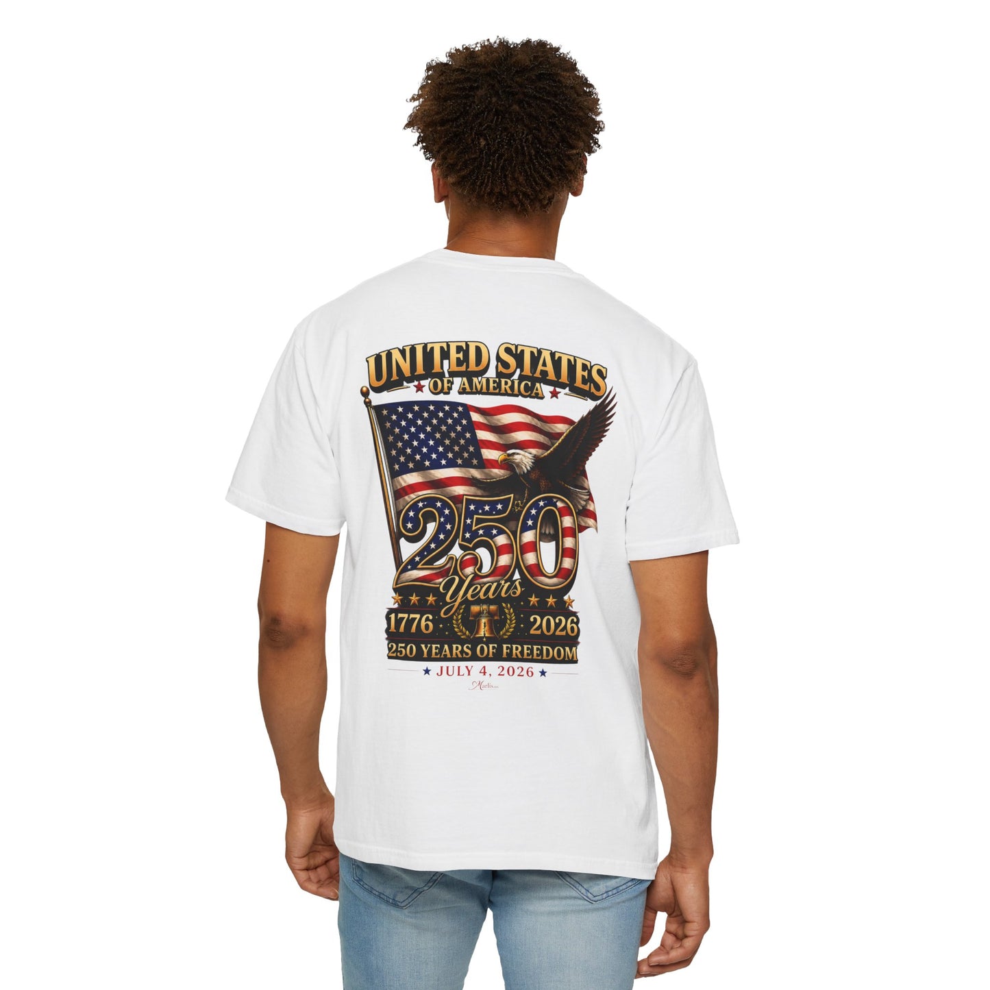 America 250 Vintage Anniversary Back Design Graphic Comfort Colors Tee