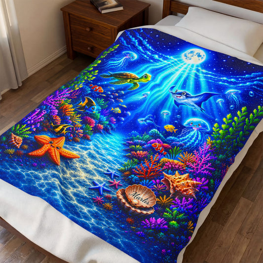 Ocean Friends Glo Immersive Seek-and-Find Blanket – "Adventue Nest" Interactive Wearable Art Throw
