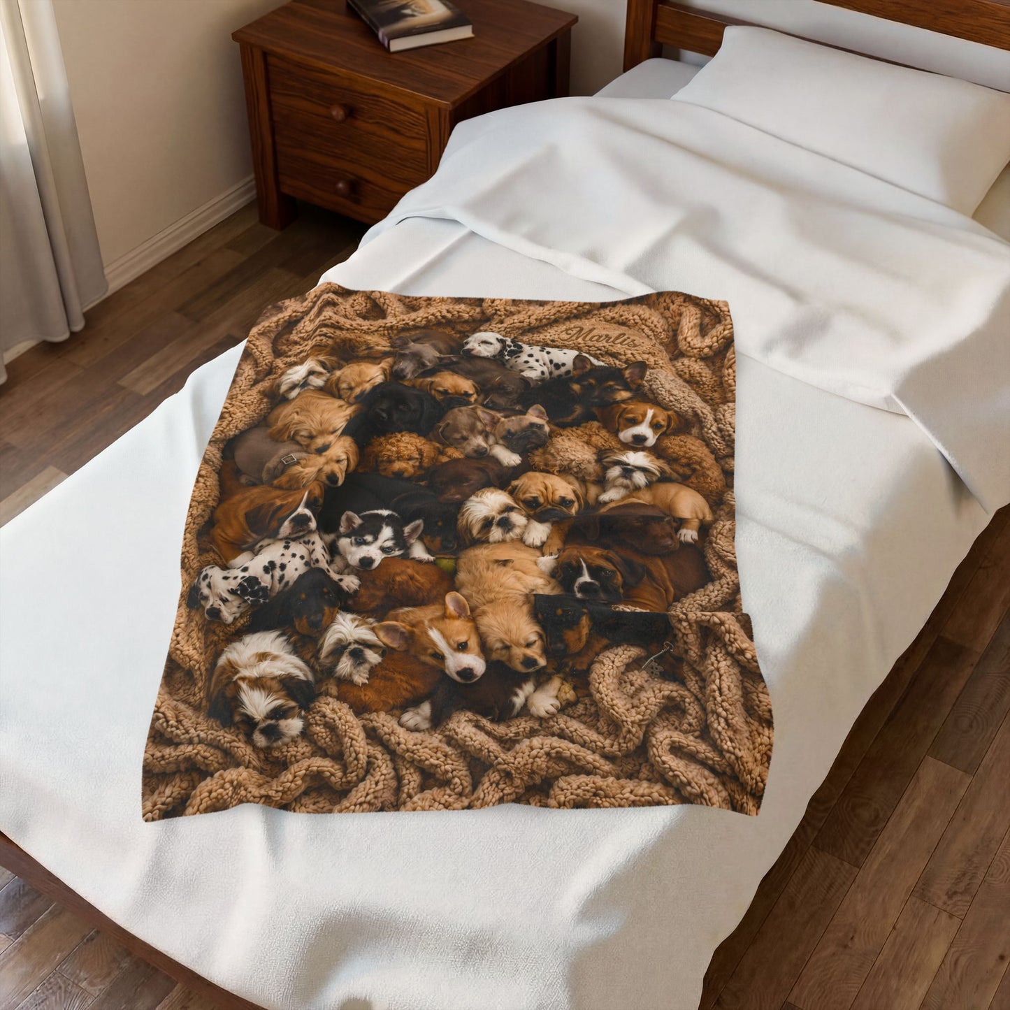 Puppy Nest Velveteen Plush Blanket — Cozy Puppy Pile Throw for Dog Lovers