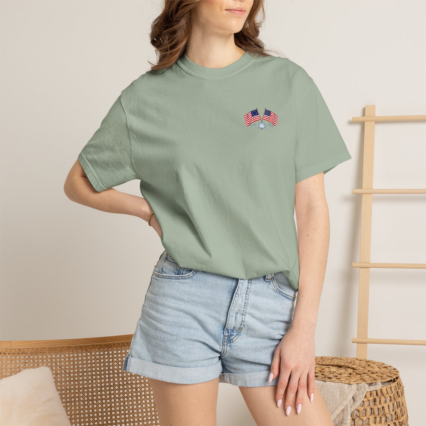 America the Beautiful T-Shirt | Comfort Colors® 1717 Patriotic Back & Chest Design Graphic Tee | USA 1776-2026
