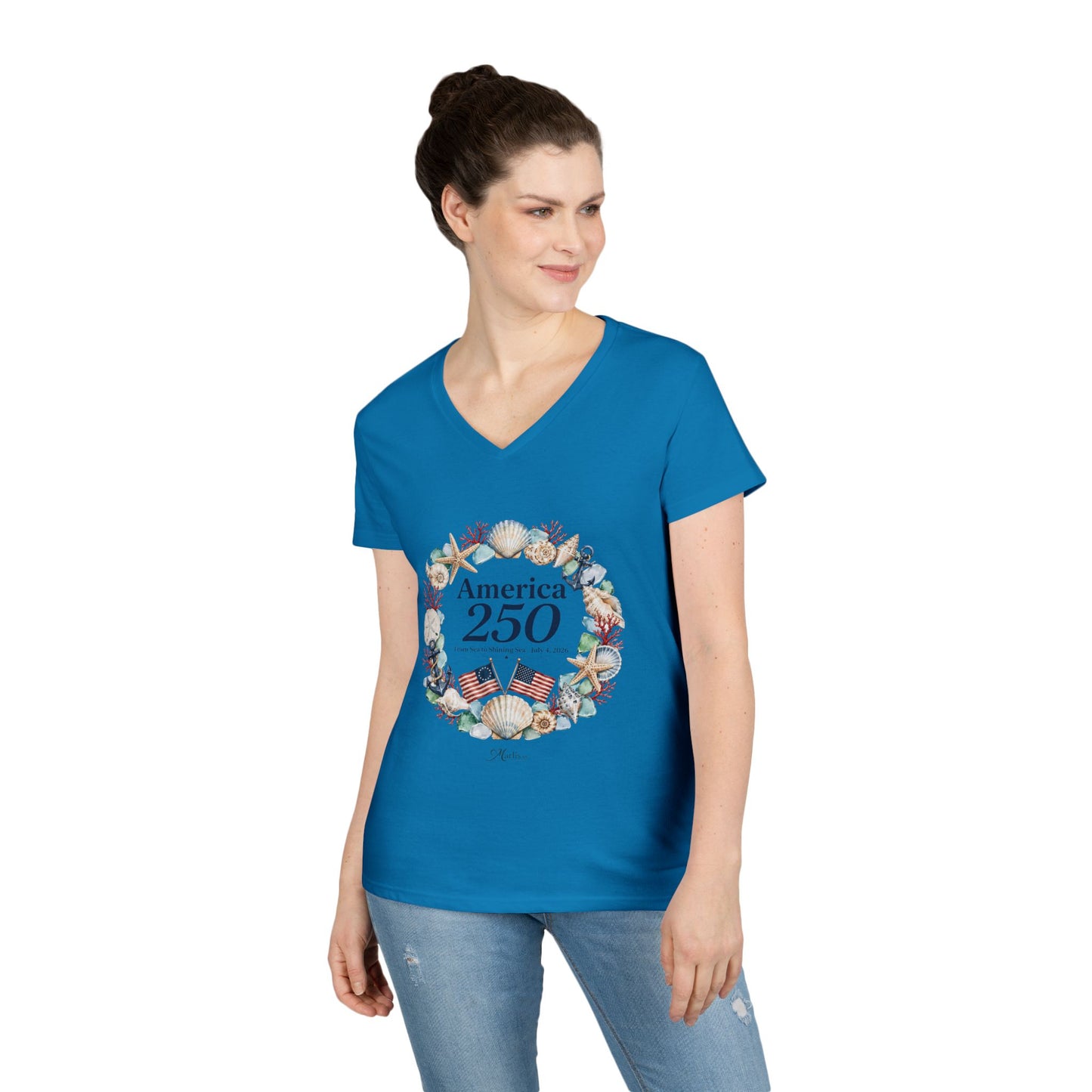 Women's America 250 · V-Neck Shirt · Nautical · Semiquincentennial Tee