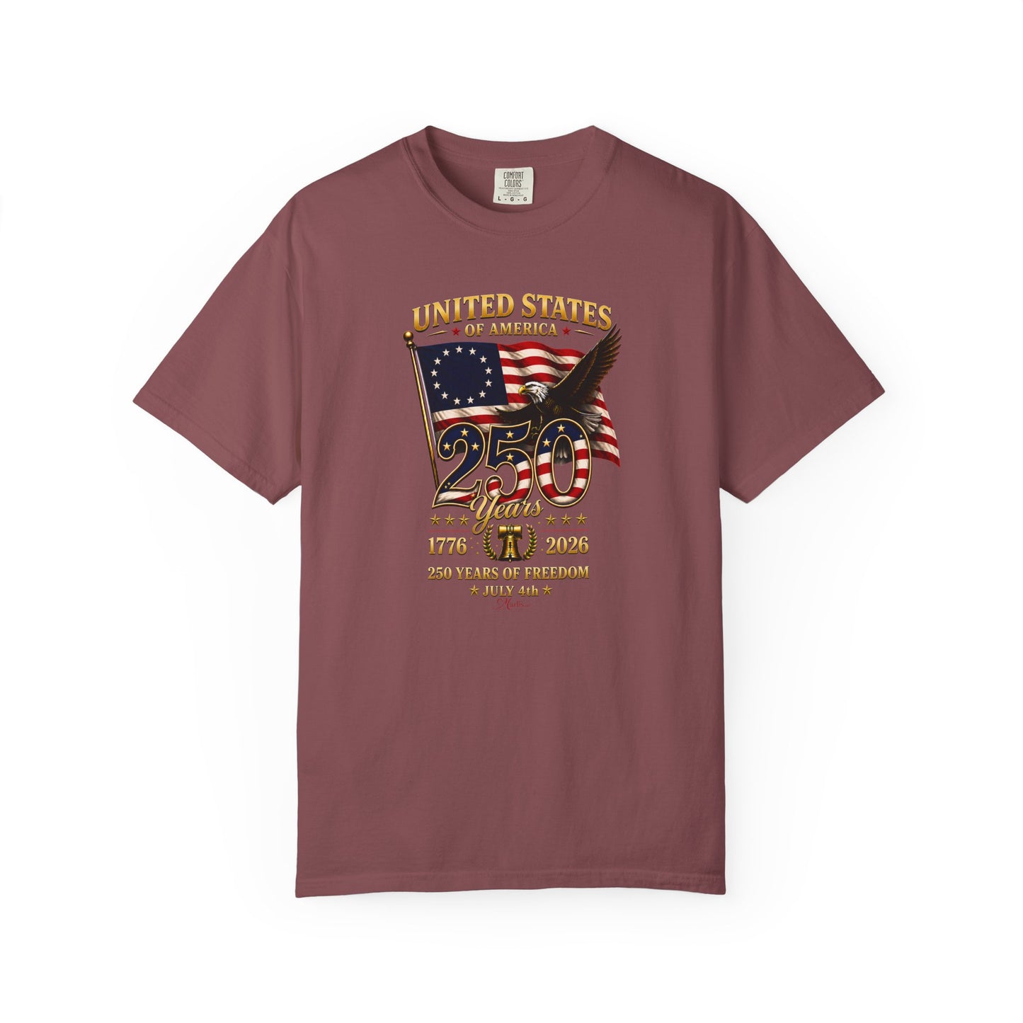 Betsy Ross Flag America 250 Vintage Anniversary Front Design Tee