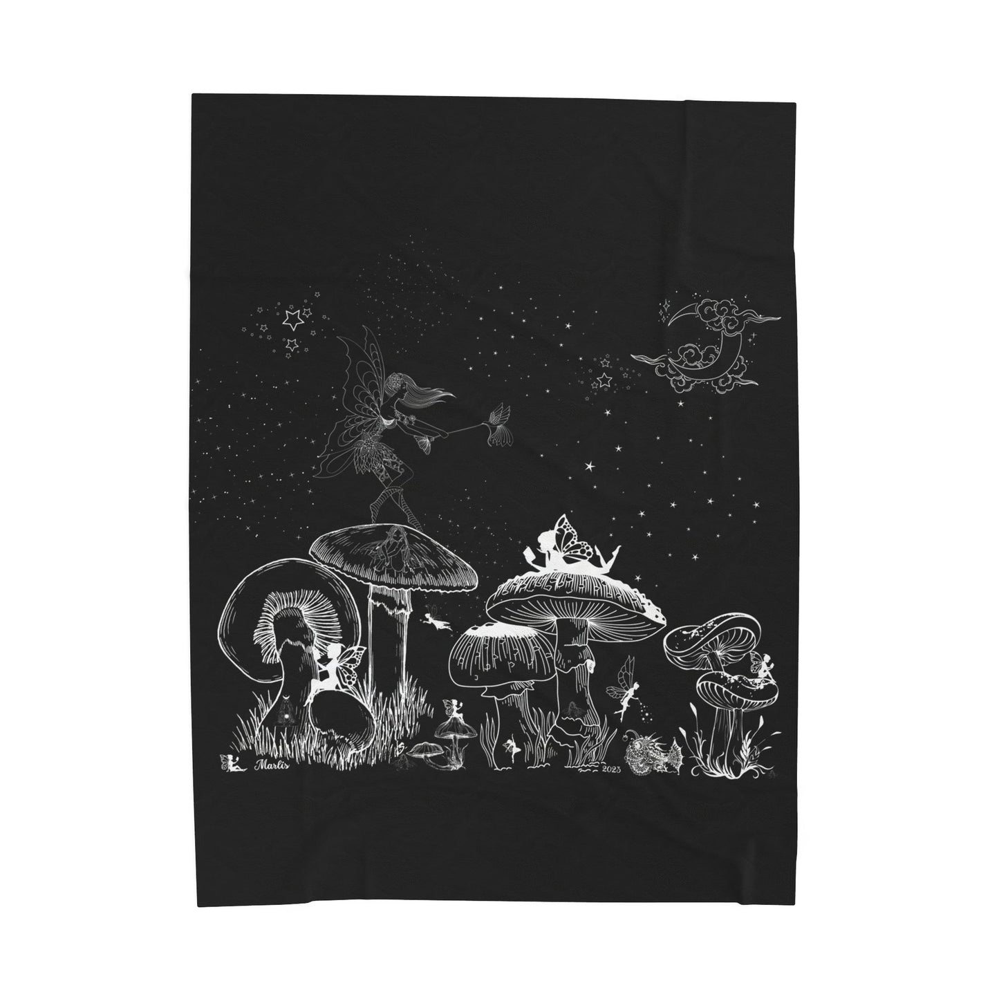 Moonlit Fairy Garden Plush Blanket