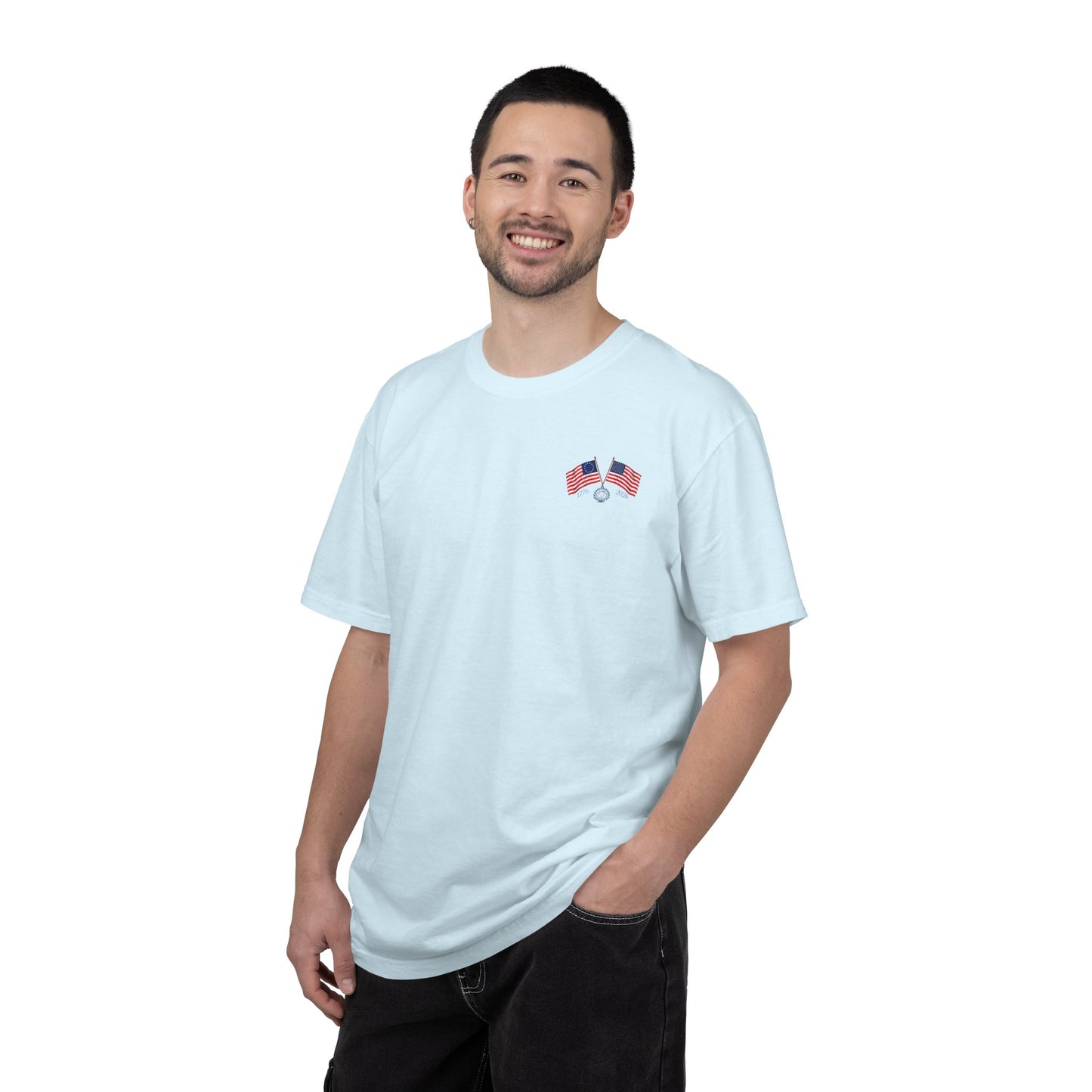America the Beautiful T-Shirt | Comfort Colors® 1717 Patriotic Back & Chest Design Graphic Tee | USA 1776-2026