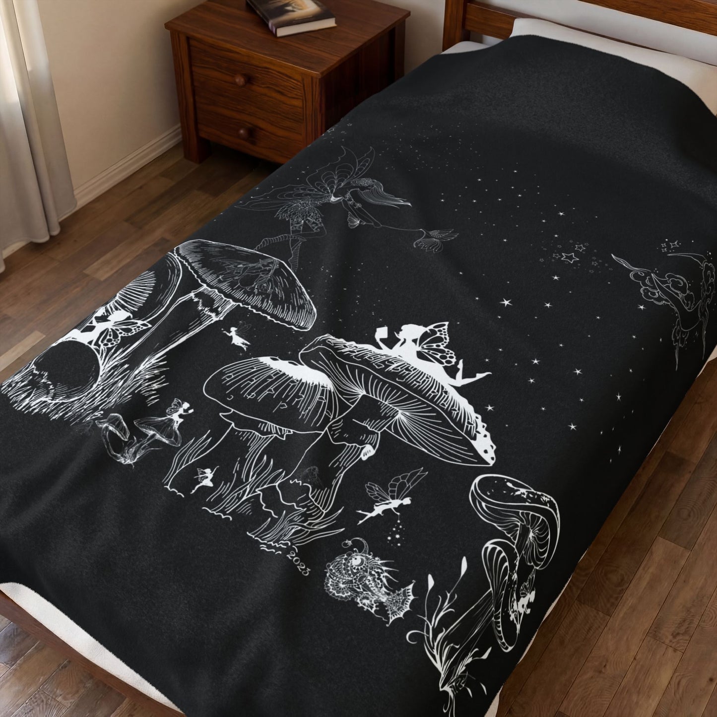 Moonlit Fairy Garden Plush Blanket