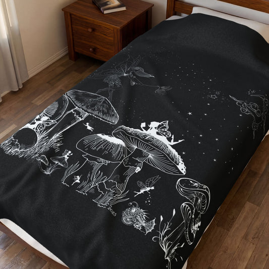 Moonlit Fairy Garden Plush Blanket