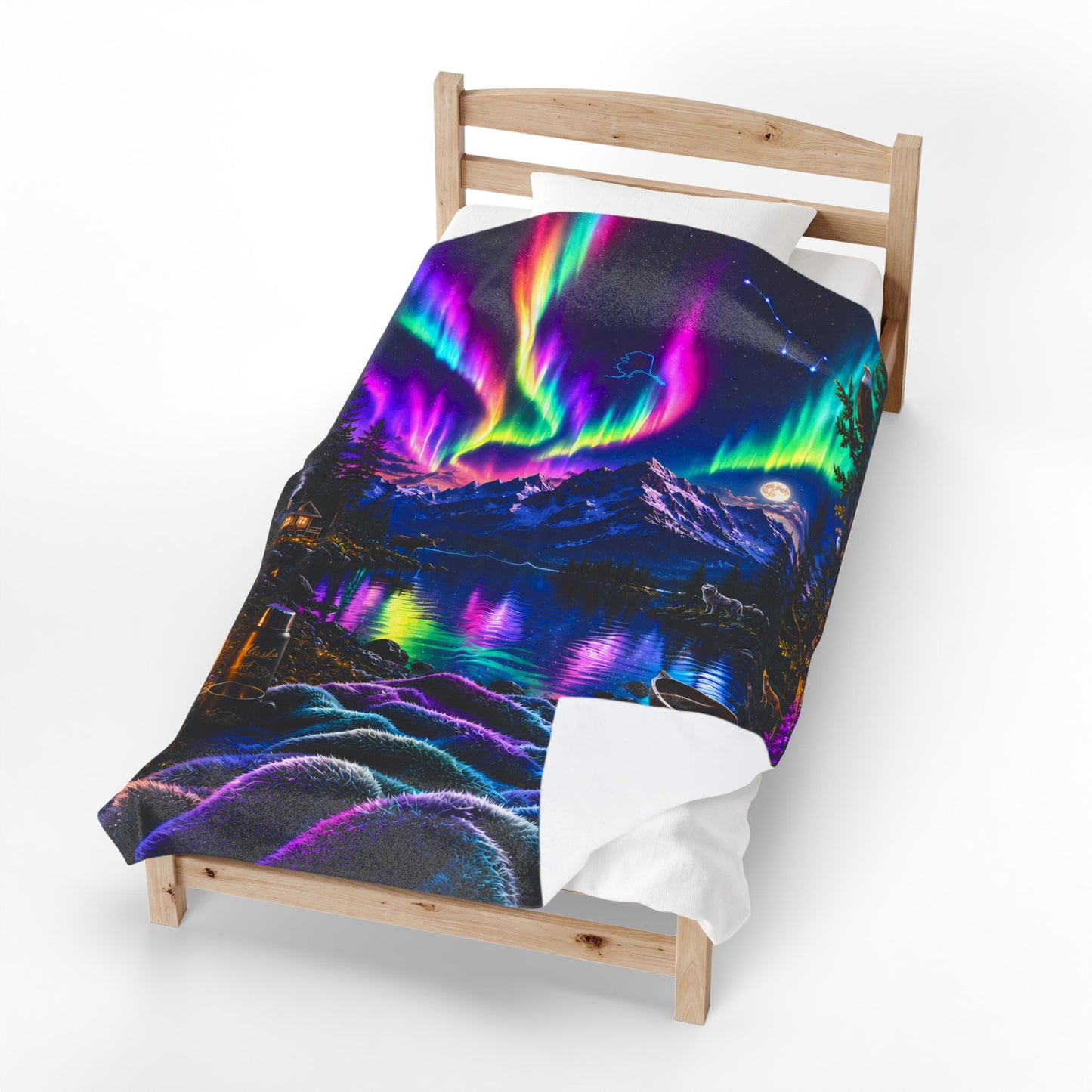 Alaska Lights Nest Immersive Seek-and-Find Blanket – "Alaska Lights Nest" Interactive Wearable Art Throw