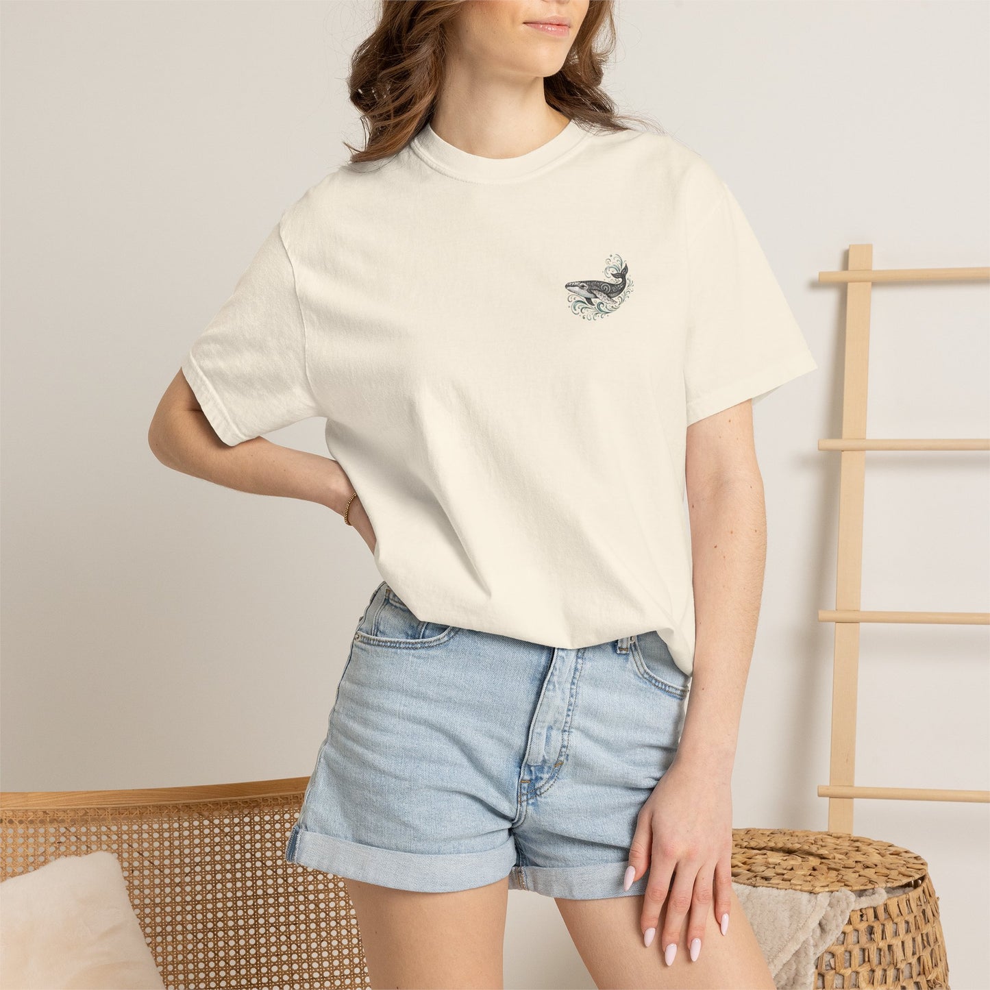 Ocean Whale Surf, Shell & Coastal Nature Back Graphic Tee