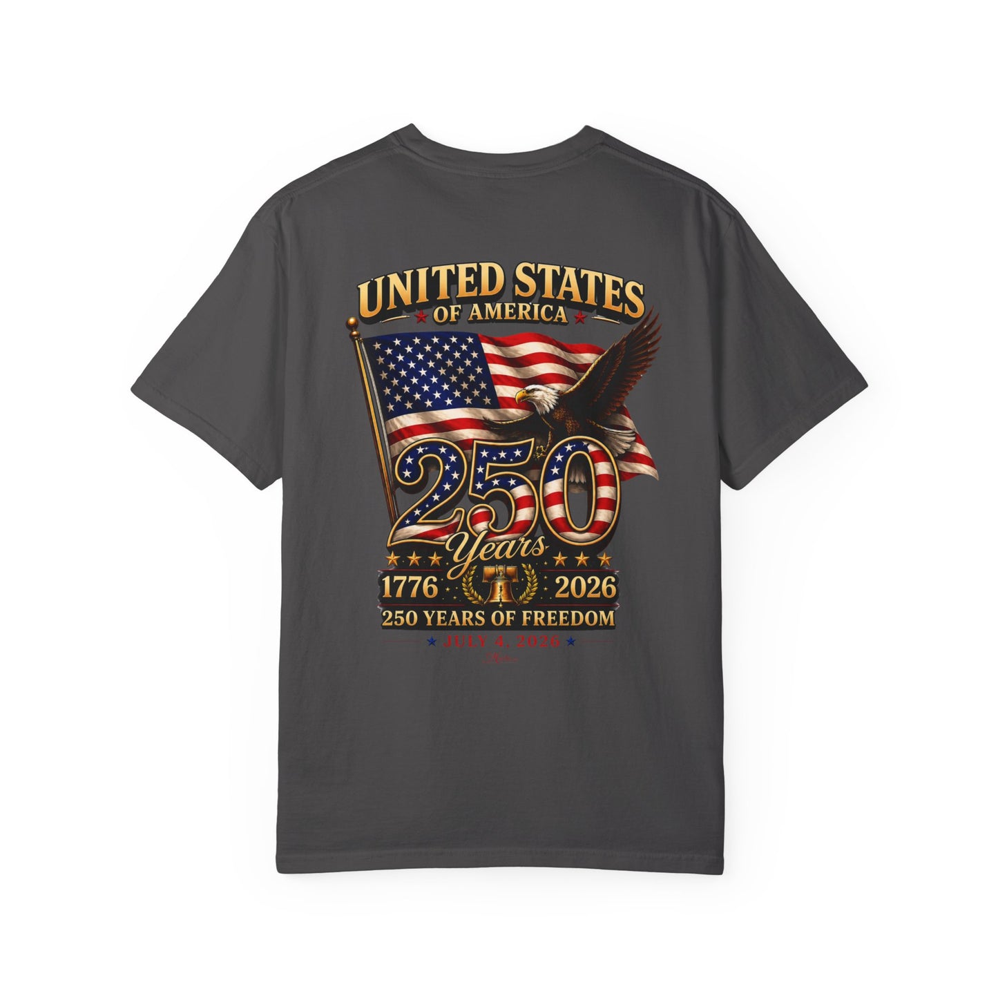 America 250 Vintage Anniversary Back Design Graphic Comfort Colors Tee