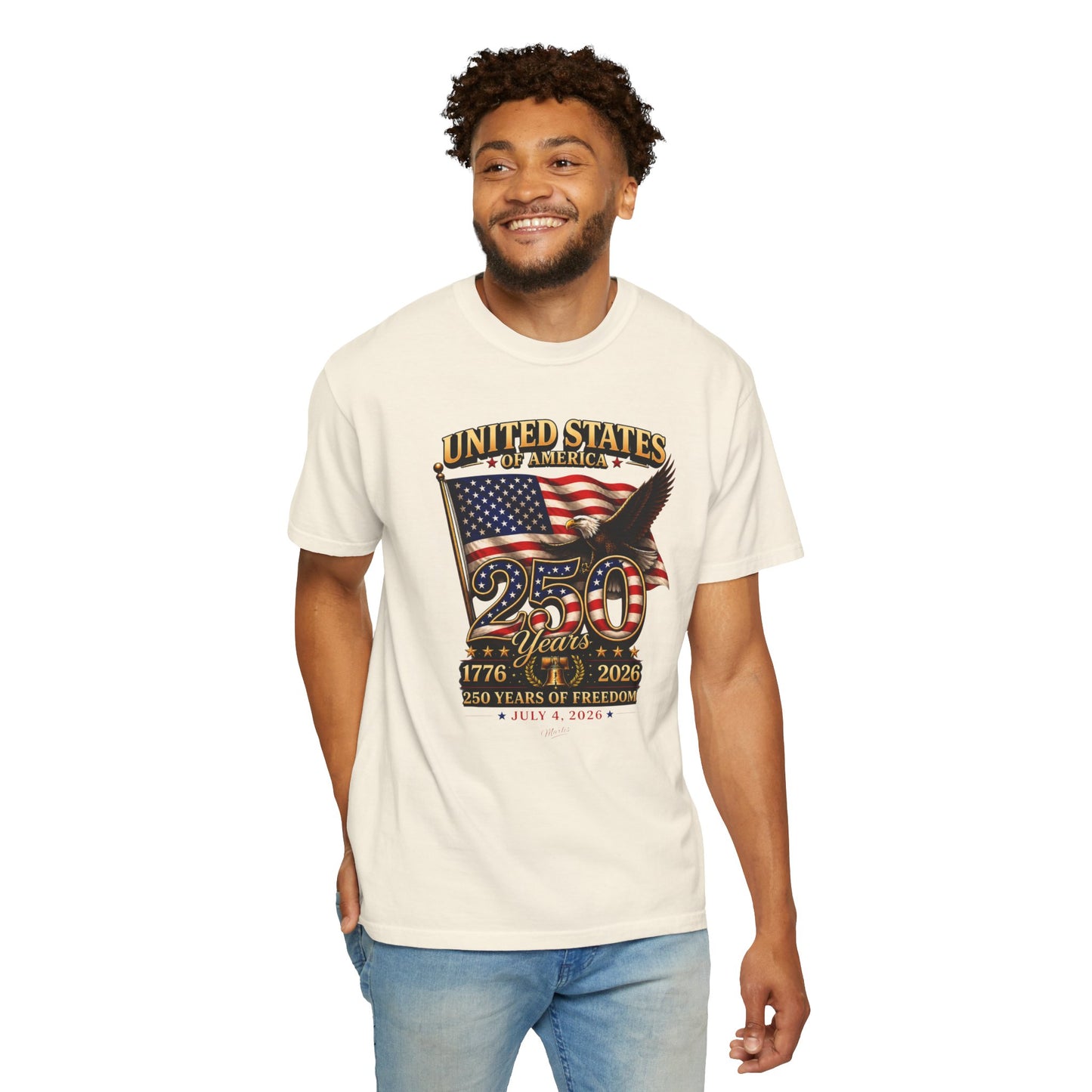America 250 Freedom Eagle T-Shirt | Comfort Colors® 1717 Patriotic Graphic Tee | USA 1776-2026