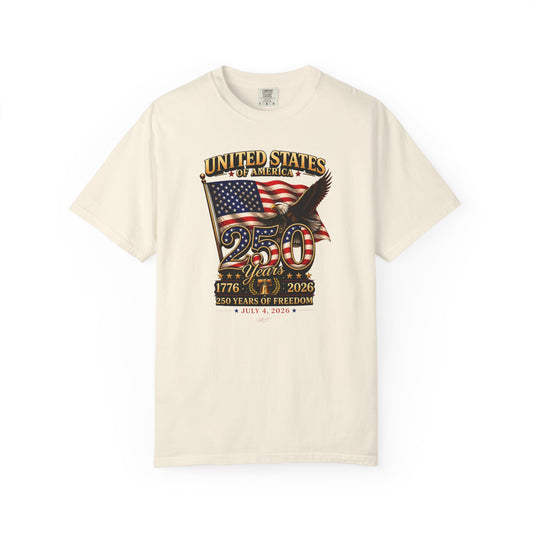 America 250 Freedom Eagle T-Shirt | Comfort Colors® 1717 Patriotic Graphic Tee | USA 1776-2026