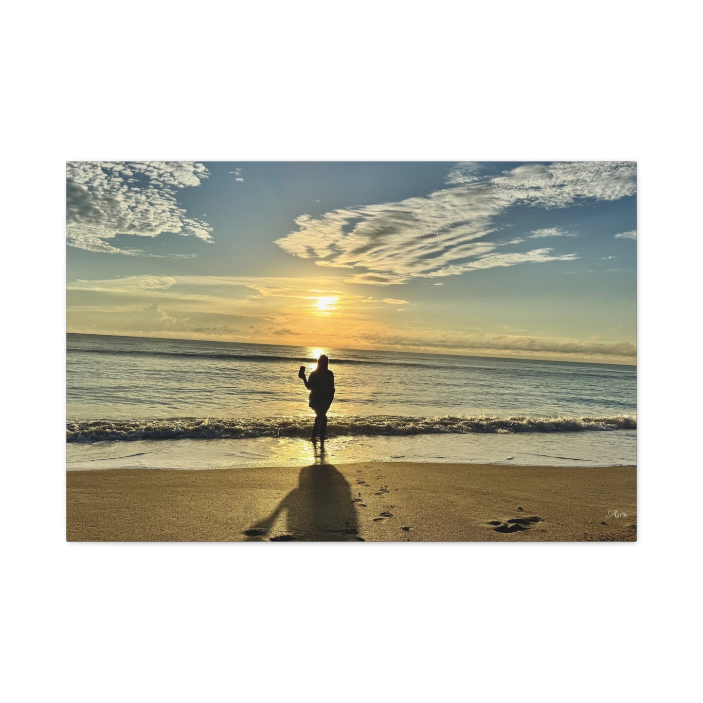 Nadine Sunrise Beach Silhouette Matte Canvas Print