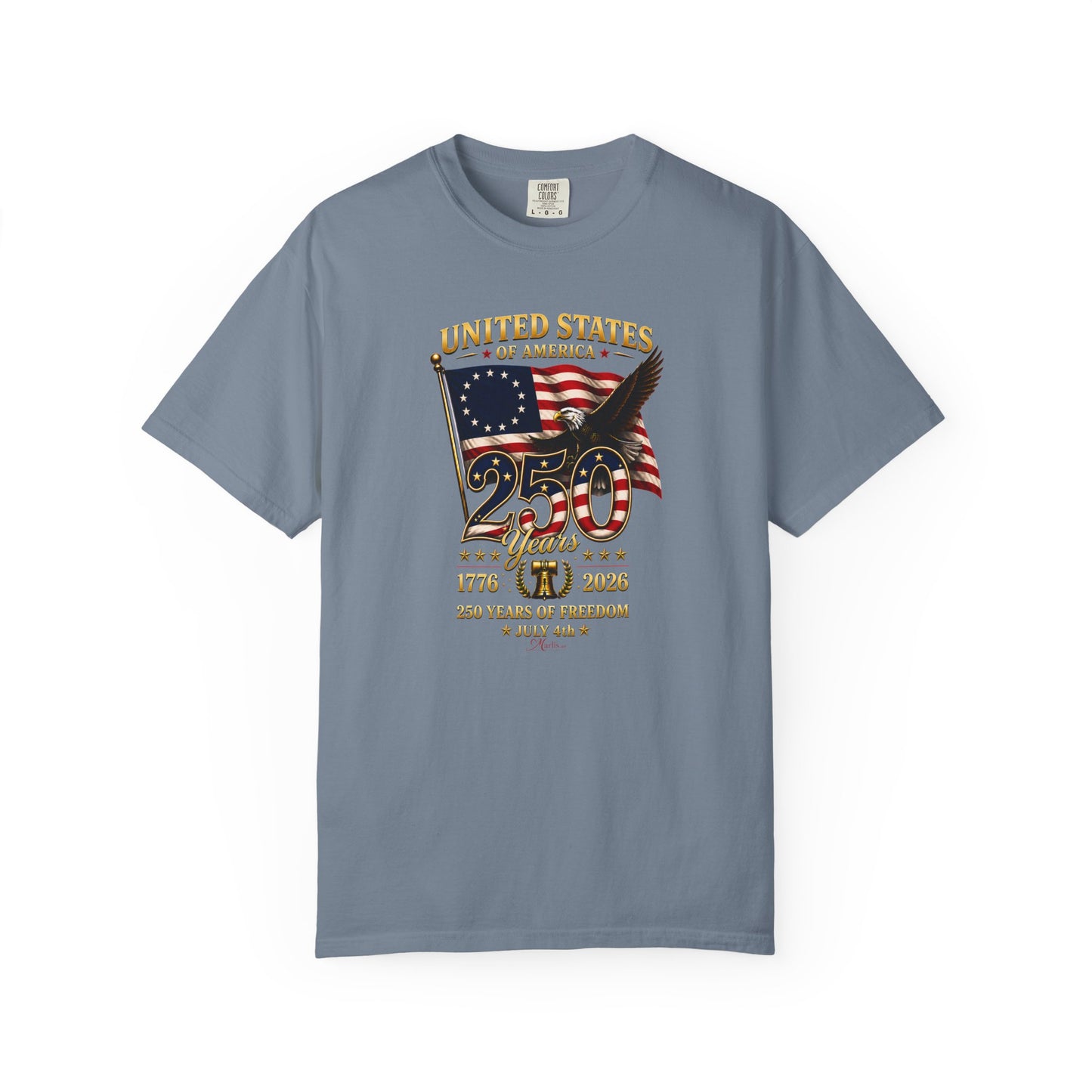 Betsy Ross Flag America 250 Vintage Anniversary Front Design Tee