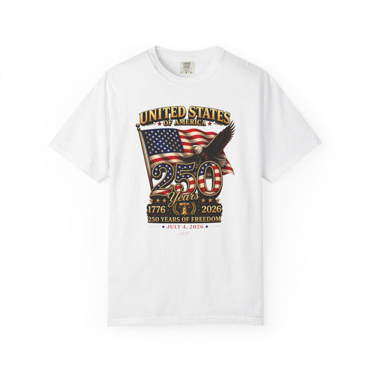 America 250 Freedom Eagle T-Shirt | Comfort Colors® 1717 Patriotic Graphic Tee | USA 1776-2026