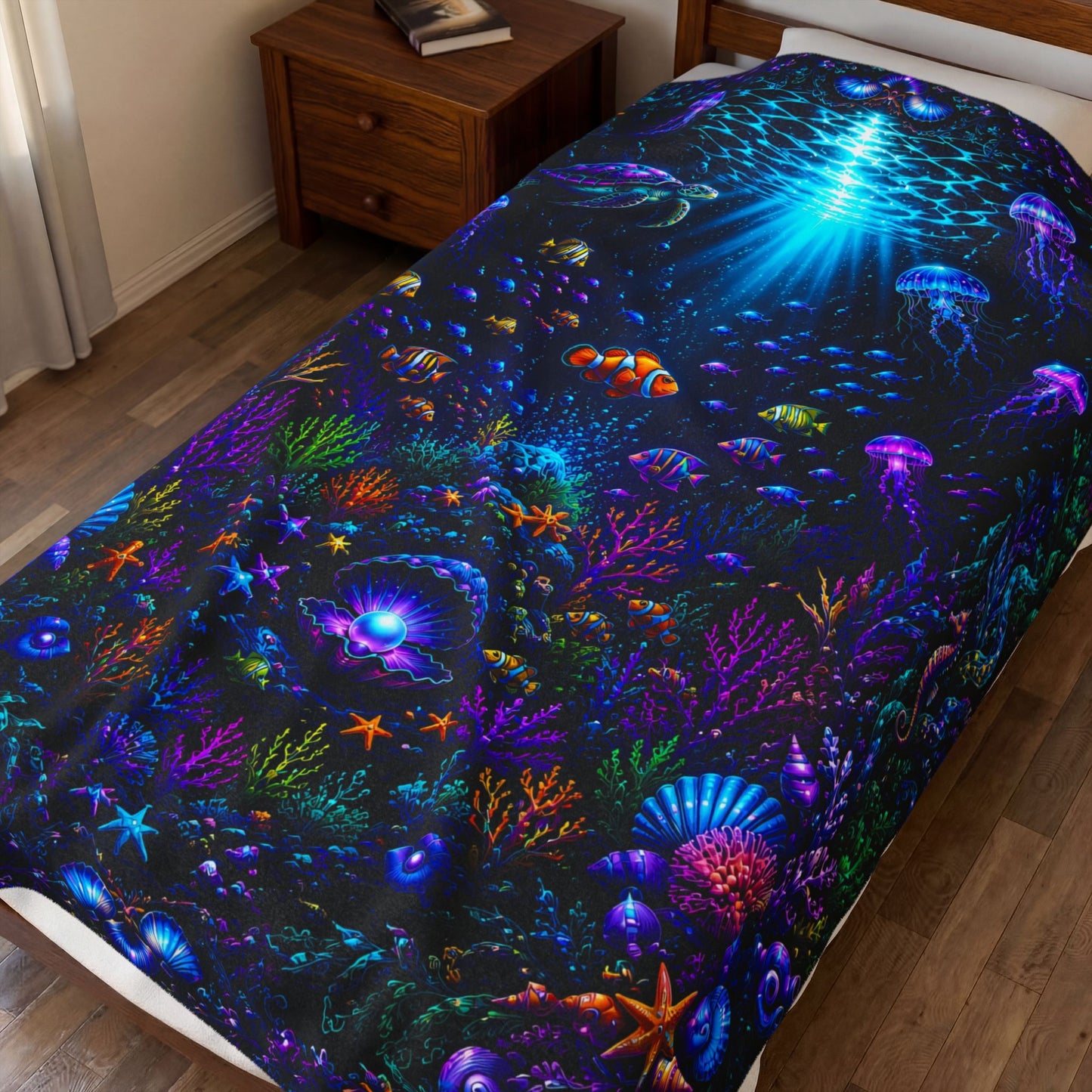 Midnight Reef Glo Nest — Oversized Immersive Seek-and-Find Oversized Blanket