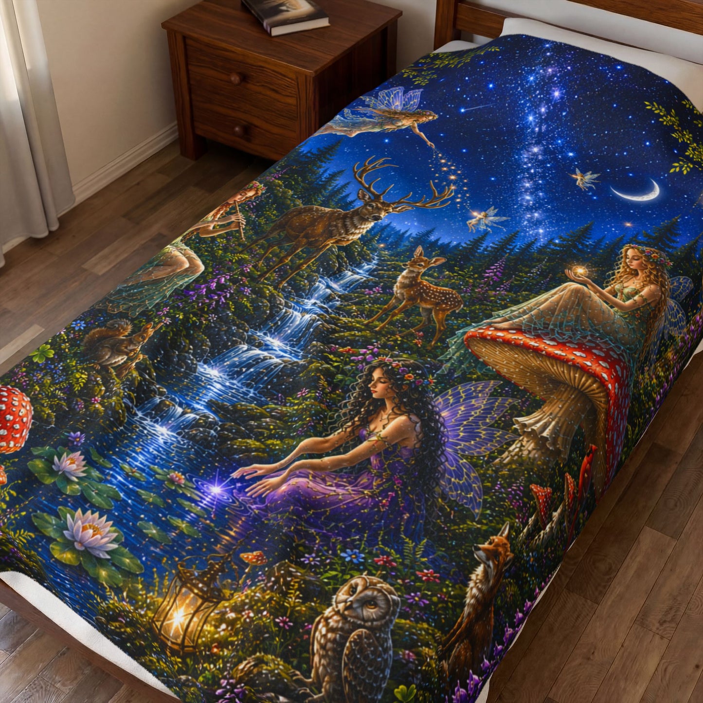Enchanted Forest Fairy Tale Velveteen Plush Throw