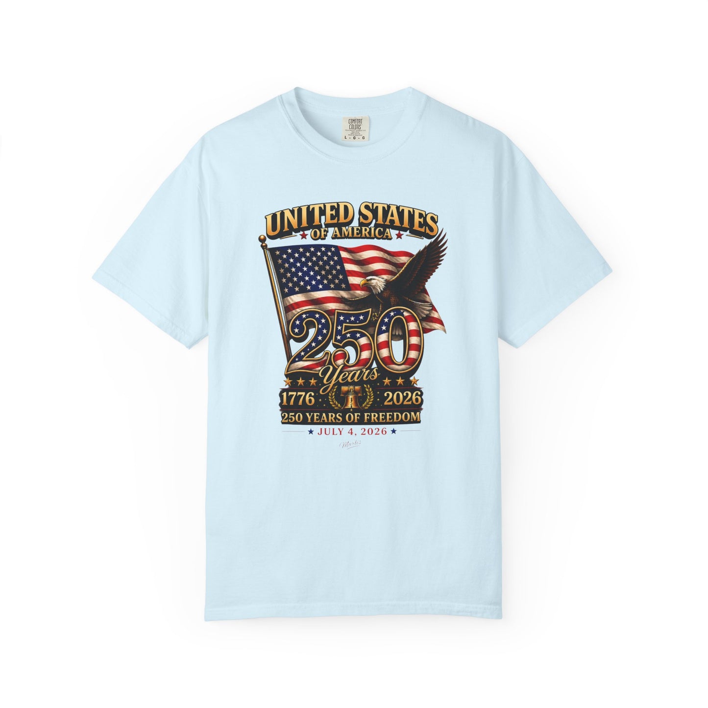 America 250 Freedom Eagle T-Shirt | Comfort Colors® 1717 Patriotic Graphic Tee | USA 1776-2026