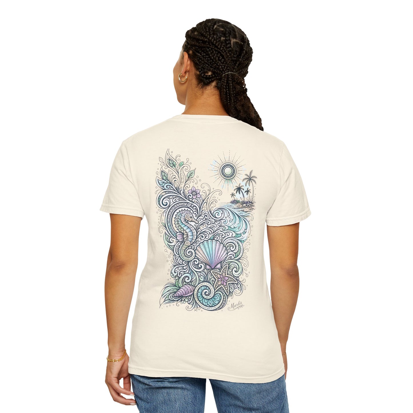 Seahorse Seashell Surf Graphic T-Shirt