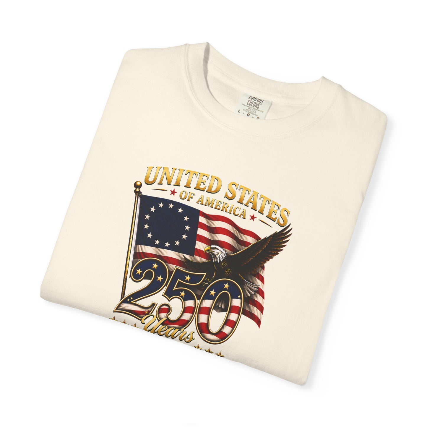 Betsy Ross Flag America 250 Vintage Anniversary Front Design Tee