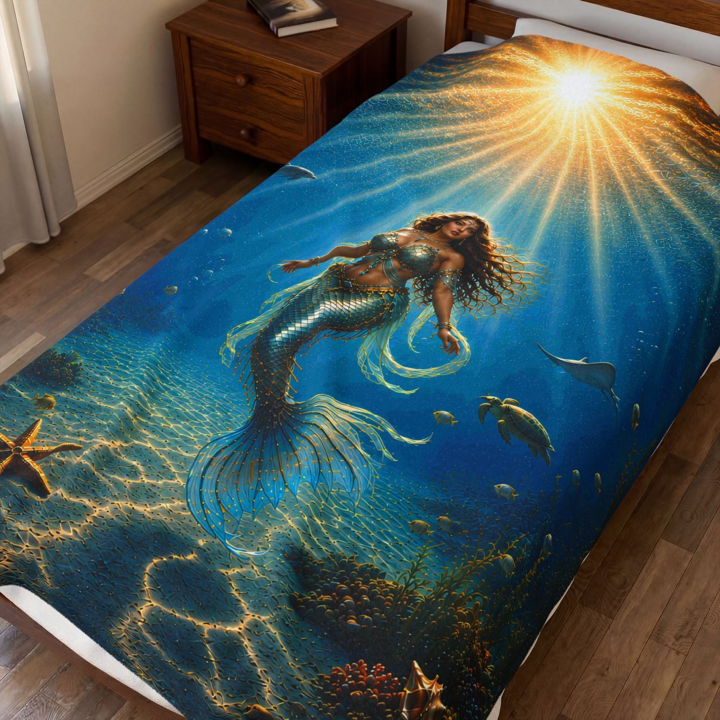 Sunrise Mermaid Oversized Velveteen Plush Blanket