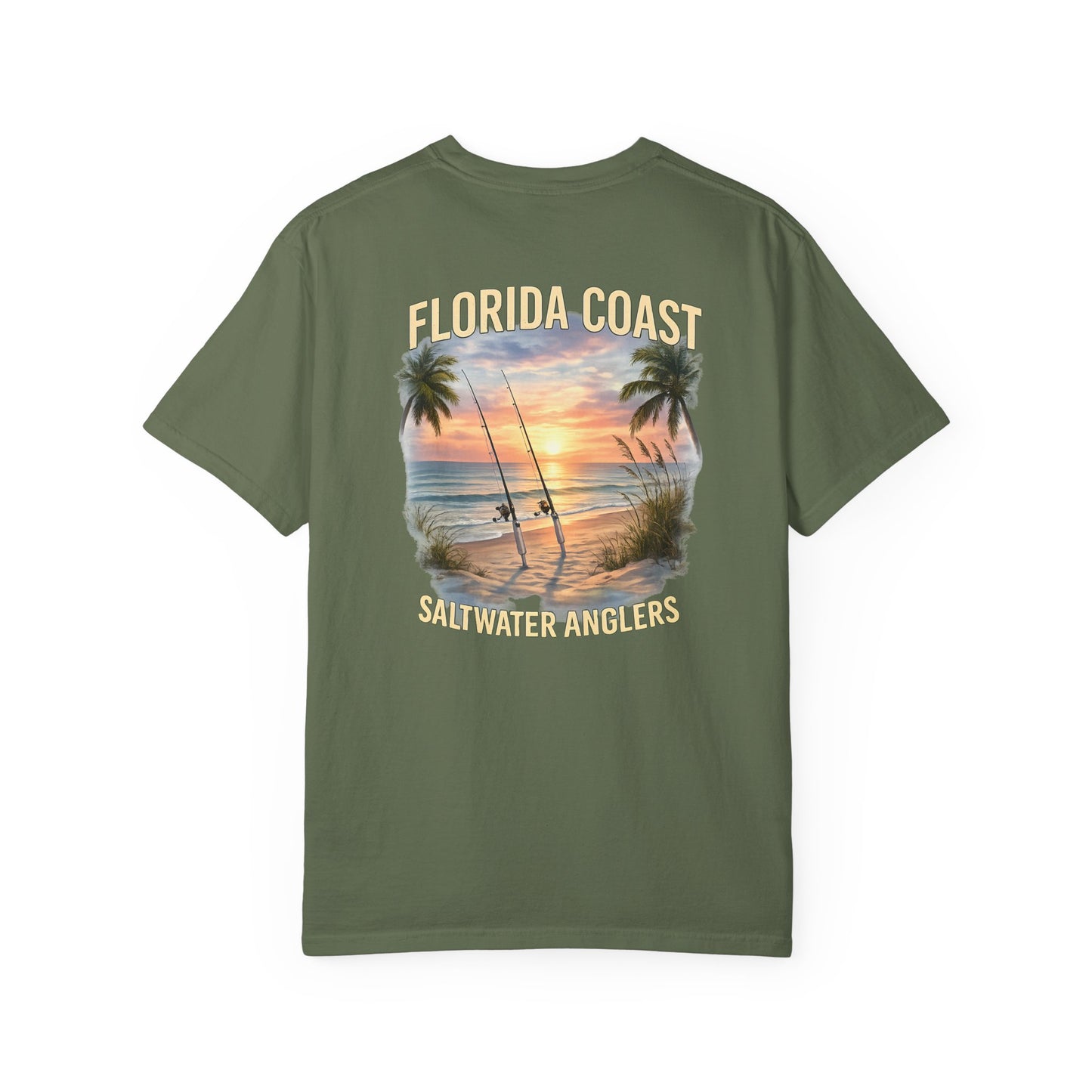 Florida Coast Saltwater Anglers T-Shirt — Vintage Sunset Beach Fishing Tee