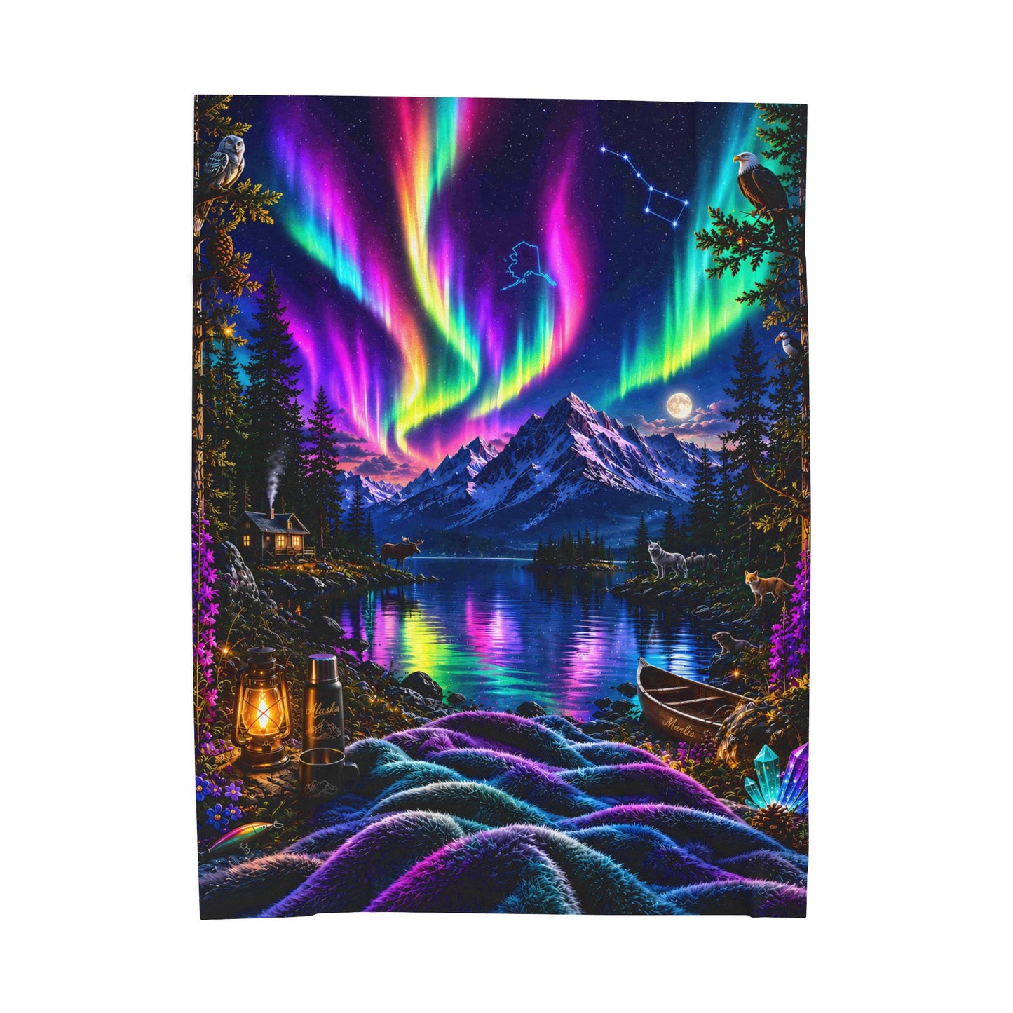 Alaska Lights Nest Immersive Seek-and-Find Blanket – "Alaska Lights Nest" Interactive Wearable Art Throw