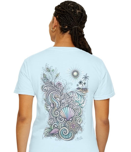 Seahorse Seashell Surf Graphic T-Shirt