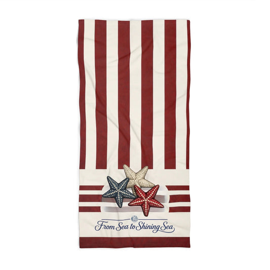 Red, White & Blue Starfish Red Stripe Beach Towel