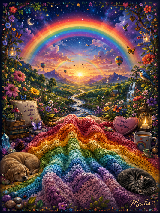 Rainbow Nest Immersive Seek-and-Find Blanket – "Rainbow Nest" Interactive Wearable Art Throw