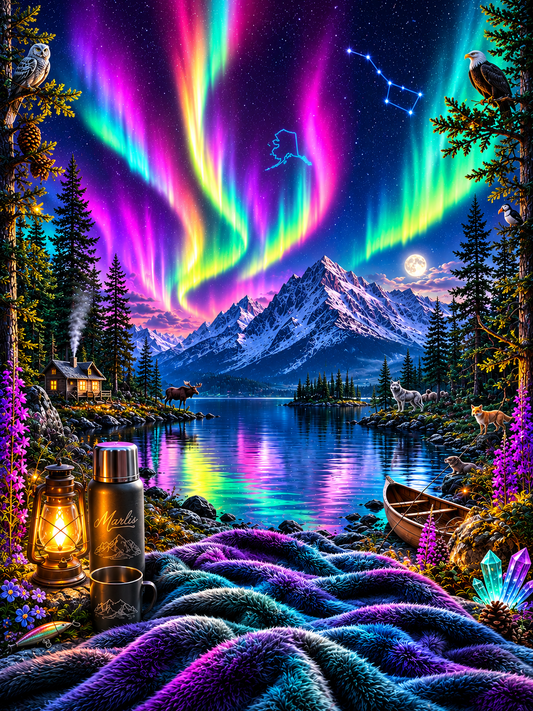 Alaska Lights Nest Immersive Seek-and-Find Blanket – "Alaska Lights Nest" Interactive Wearable Art Throw