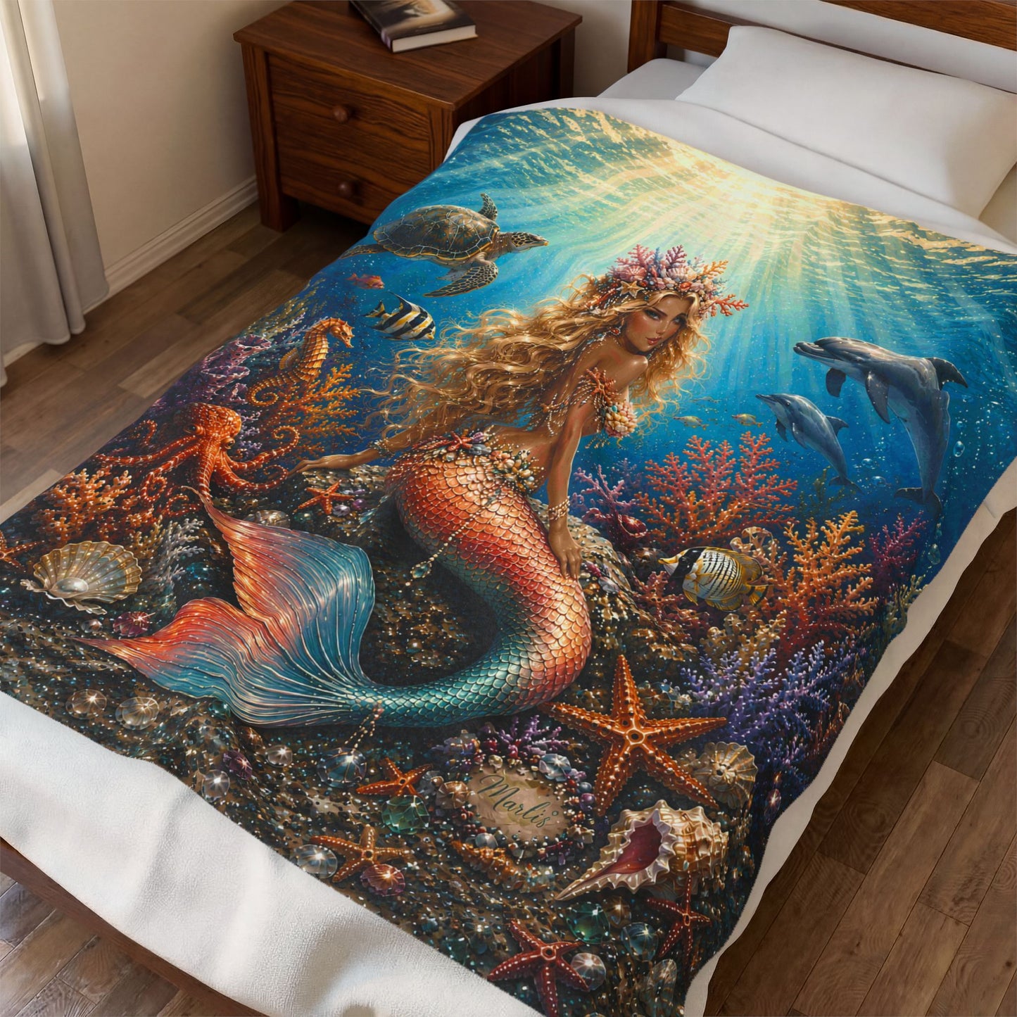 Coral Queen Velveteen Plush Blanket