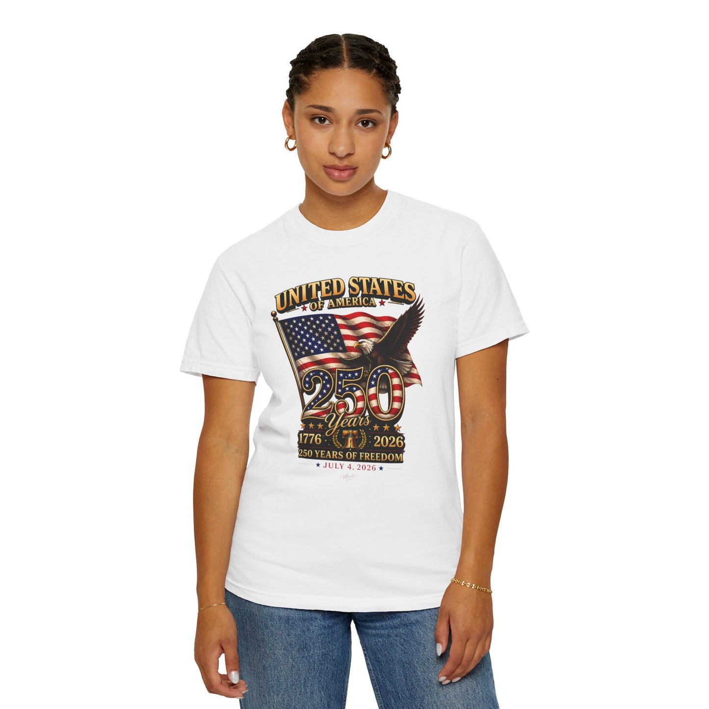 America 250 Freedom Eagle T-Shirt | Comfort Colors® 1717 Patriotic Graphic Tee | USA 1776-2026