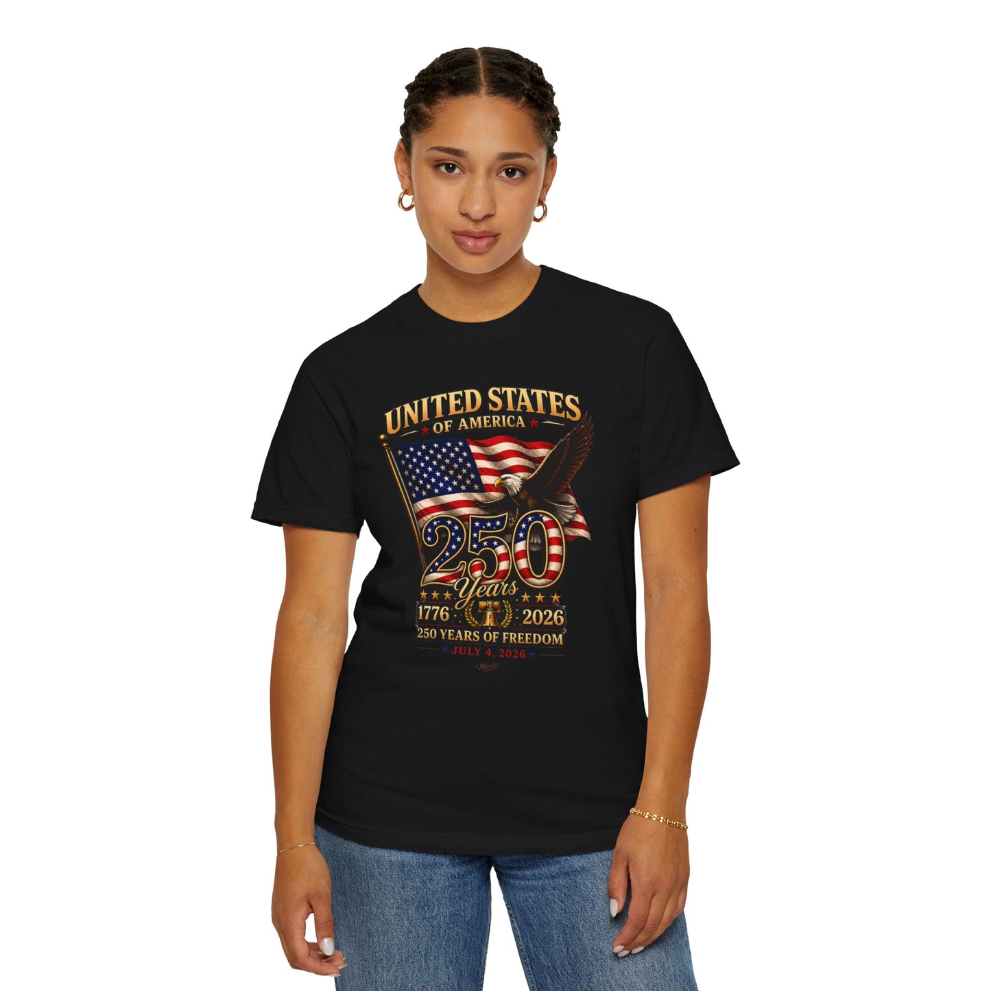 America 250 Freedom Eagle T-Shirt | Comfort Colors® 1717 Patriotic Graphic Tee | USA 1776-2026
