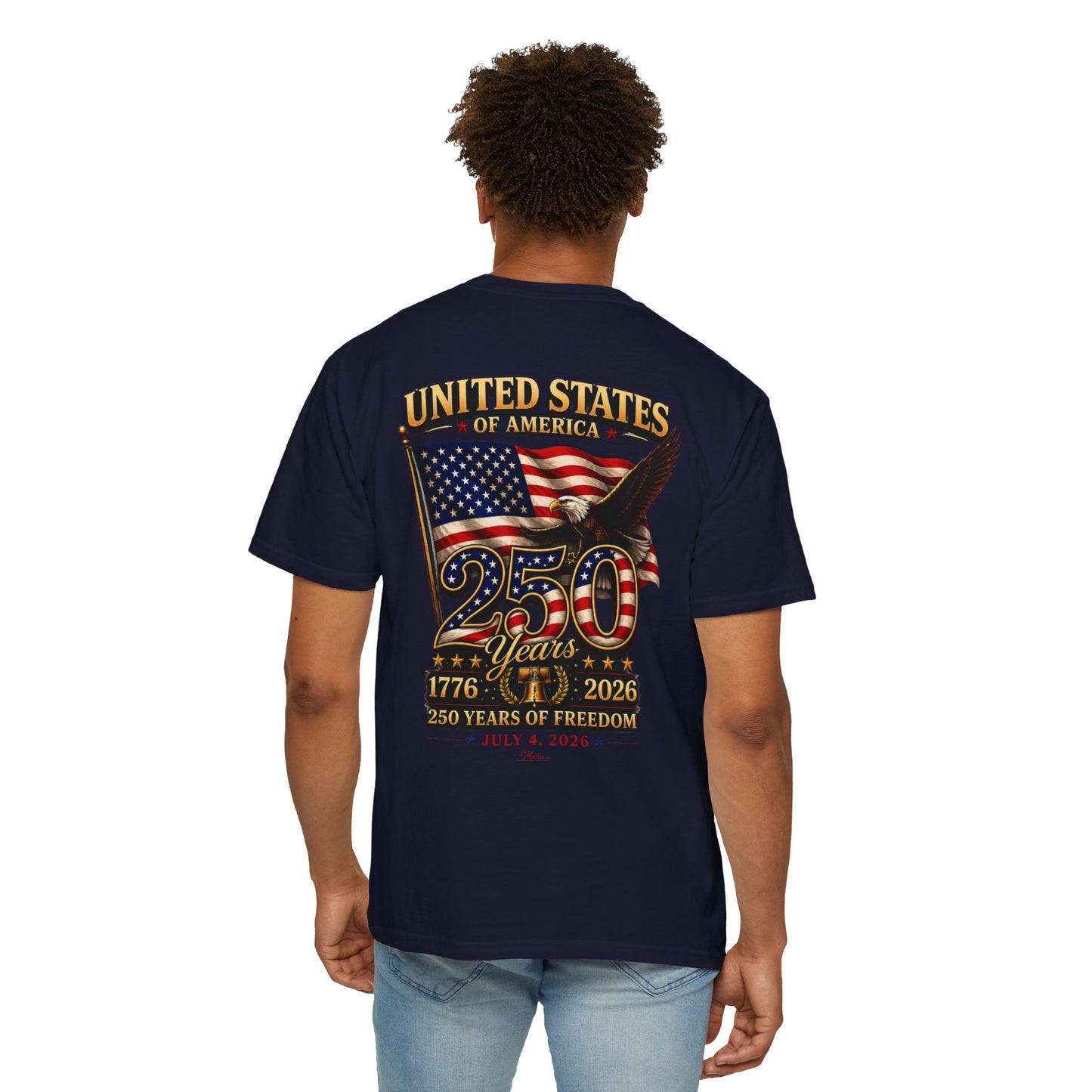 America 250 Vintage Anniversary Back Design Graphic Comfort Colors Tee