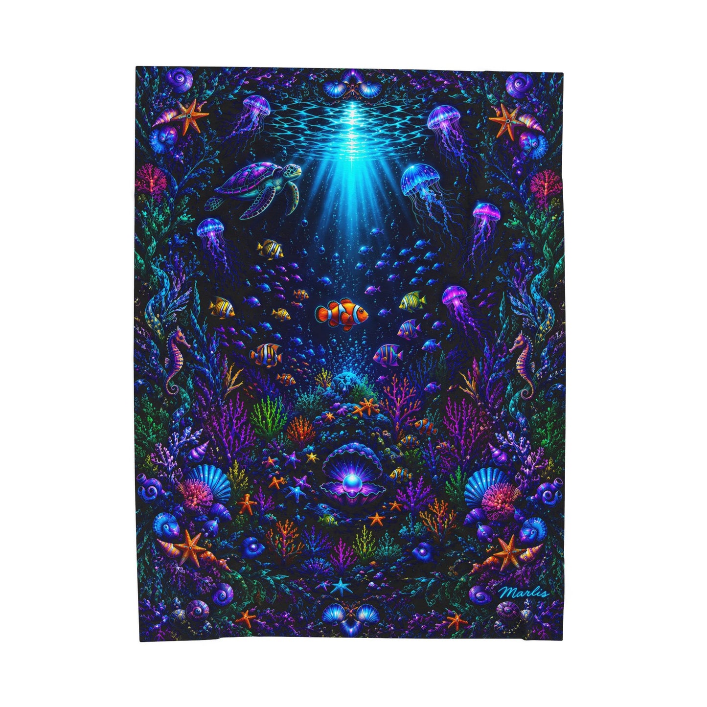 Midnight Reef Glo Nest — Oversized Immersive Seek-and-Find Oversized Blanket