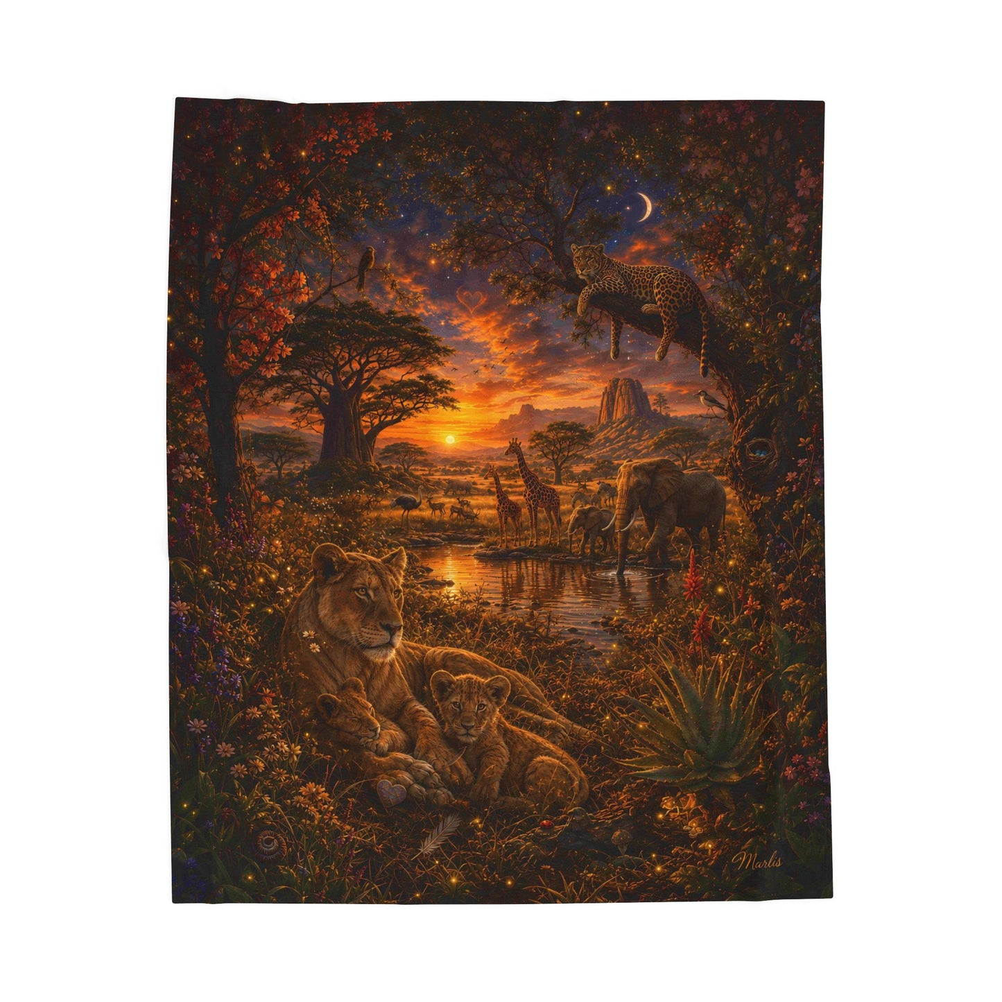 Safari Sunset Nest Velveteen Blanket