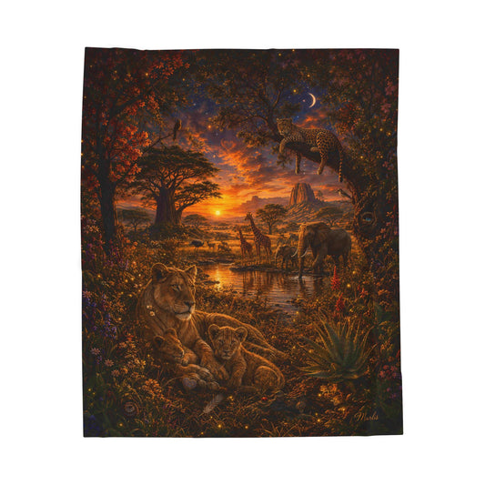 Safari Sunset Nest Velveteen Blanket